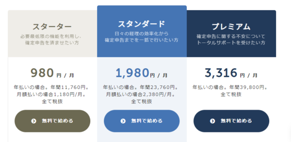 フリー料金表